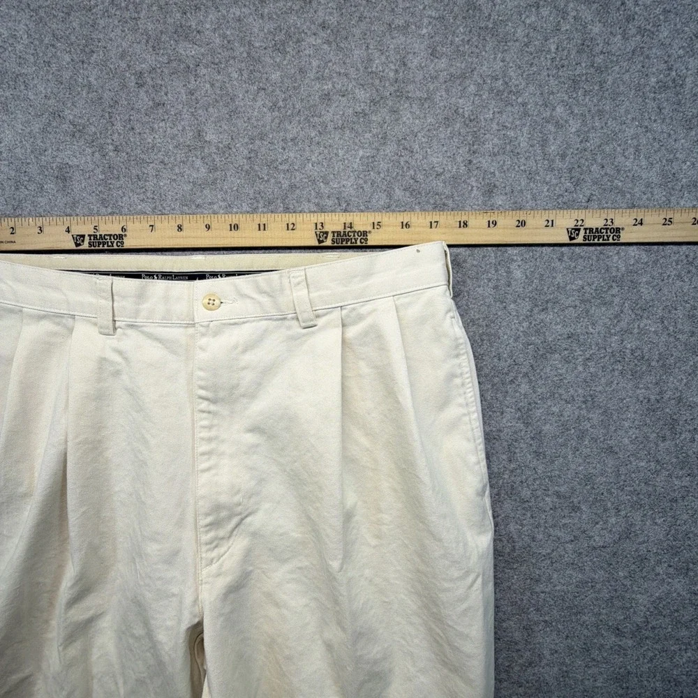 Vtg Polo Ralph Lauren Pants Mens 36x32 (Fits 34x31) Beige Hammond Pleated Chino